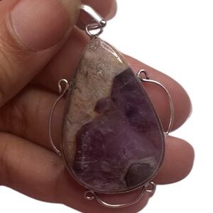 Amethyst Crystal & Silver Charm Pendant